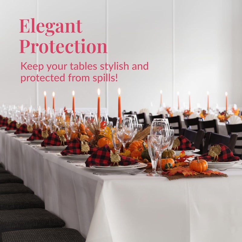 Prestee 24 Pack Plastic Table Cloth Disposable - 108" x 54" White Table Cloth Rectangle for Indoor or Outdoor Use - White Tablecloths for Weddings, Parties - Plastic Table Cover for Fine Dining Events - Image 2
